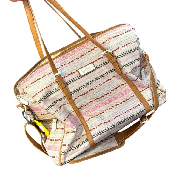 Jessica Simpson Malibu Large Striped Canvas Tote Weekender Tota Bag - Picture 6 of 6